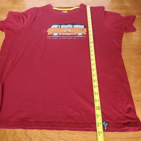 La Sportiva Van T Shirt Mens L Red Organic Cotton Camper Bus Outdoor Life - Picture 9 of 9